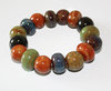 bracelet en perles céramique et pierres multicolores montés sur élastique taille unique