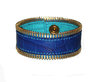 bracelet HOMME en vrai cuir crocodile bleu UNISEXE avec fantaisie métallique type laiton