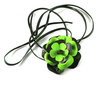 serre tête en cuir vert sapin & anis fleur modulable en ceinture grande taille bracelet collier