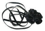serre tête cuir noir vernis lézard fleur fantaisie modulable ceinture grande taille bracelet collier