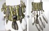 Bracelet tribal en métal et perles tissées kaki écru / ivoire anthracite toutes tailles