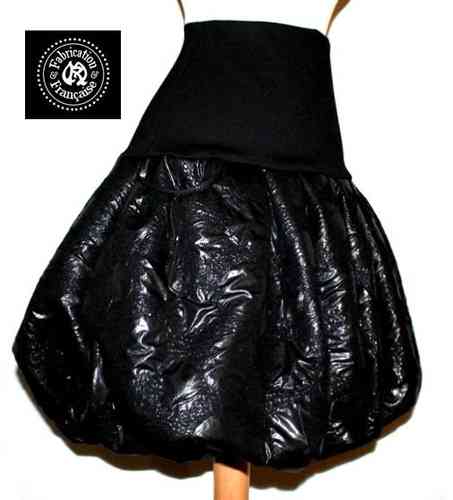 totally black balloon skirt in fancy boiled wool big size to the choice to measure
