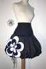 Jupe boule coton bleu marine & blanc style incrustation fleur XXL grandes tailles femme au choix