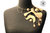 Collier cuir plastron asymétrique bijou de corps cascade de perles et chaines fantaisies dorées