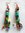 Boucles d'oreilles en cocon de soie perles et chaines multicolores montées en style dormeuse