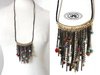 Superbe collier sautoir plastron style ethnique hippie chic bohème en fines chaines irisées