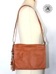 Handbag Modular Pouch Satchel Brown Smooth Leather Camel With Grigri Jewel Gift