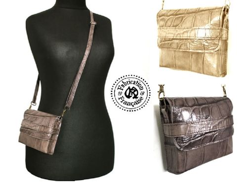 Mini handbag pouch modular shoulder bag in leather effect crocodile color choice