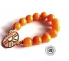Orange Aventurine stone beaded elastic bracelet and gold print in all sizes