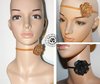 Tiny headband / mini serre tête en cuir lisse noir bandeau modulable en bracelet ou collier