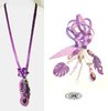 necklace long necklace link end leather link end tassel leaves flowers purple leathers