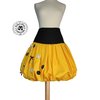 Sunflower yellow cotton ball skirt inlaid fabric buttons large size women's choice