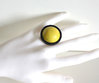 Ring XL all sizes unisex adjustable style ball leather yellow wood support diameter 3 cm