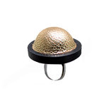 Ring XL all sizes unisex adjustable style ball leather gold support wood diameter 3 cm