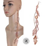 1 longue boucle d'oreille unique solo 28 à 30 cm cuirs chaînes perles or rose n° V2