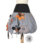 Cotton and gray tones cotton-blend skirt, custom-made designer style, large size for women