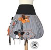 Cotton and gray tones cotton-blend skirt, custom-made designer style, large size for women