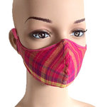 Masque en tissus 100 % coton lavable 60 ° style carreaux tartan madras couleur au choix