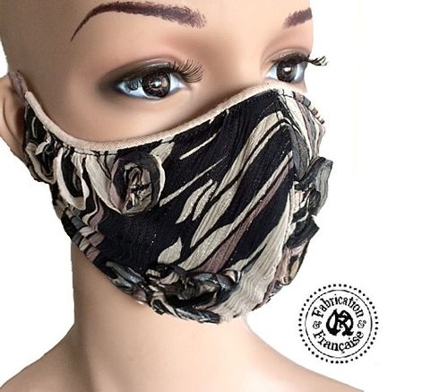 Masque mode nouvelle collection en tissus luxe tendance voile soie lavable 60 °
