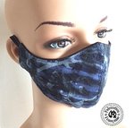 New collection fashion mask in trendy blue camouflage tartan fabrics washable 60 °