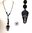 Long necklace in chain and luxury black leather mask and half-sphere ethnochic style
