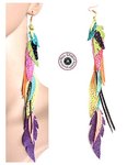 1 long single solo earring 20 cm lace style in multicolored