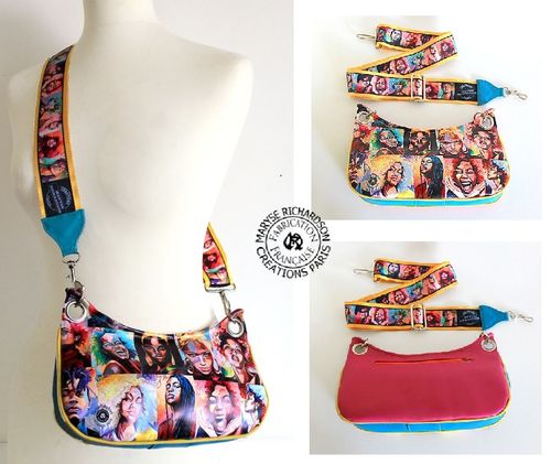 mini handbag in multicolored faux leather with fashion print 28 x 15 x 7 cm