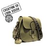VEGAN khaki grained leather shoulder bag 20 x 19 x 7 cm with grigri matching bag charm FREE