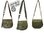VEGAN khaki grained leather shoulder bag 20 x 19 x 7 cm with grigri matching bag charm FREE